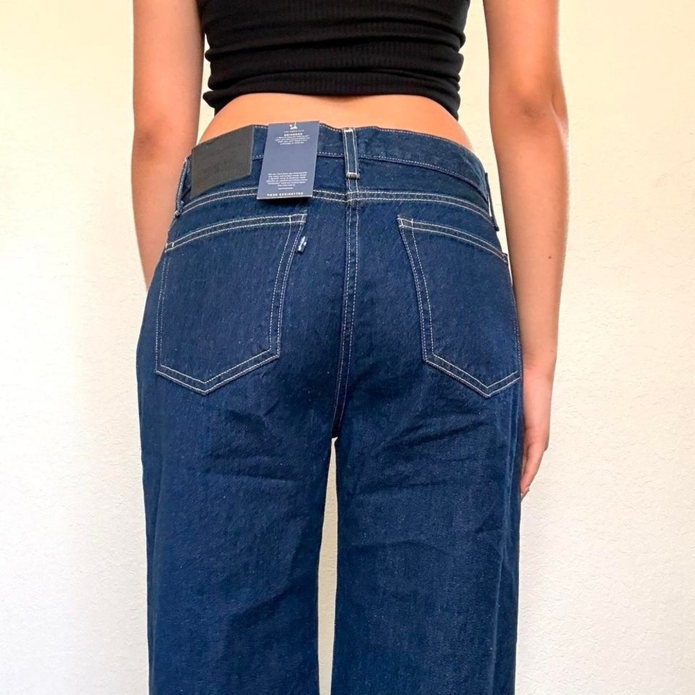 NWT Levi's navy blue cottonized hemp flare crop jeans